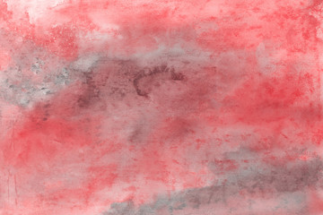 Red watercolor and ink paper textures on white background. Chaotic stylish abstract organic design.