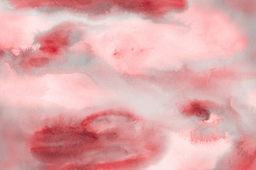 Fototapeta premium Red watercolor and ink paper textures on white background. Chaotic stylish abstract organic design.