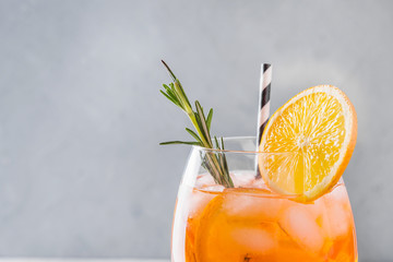 Classic Italian aperol spritz cocktail on light.