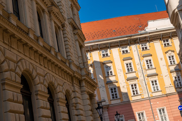 Fototapeta premium the close-up on the facade of the building in Budapest