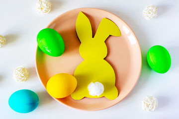 Collection of photos colorful handmade easter eggs. Festive tradition