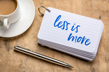 less is more text on index card