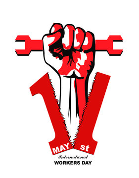 May first International Workers Day. International Workers Day with creative Vector illustration on white  background.