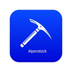 Pickaxe icon blue vector isolated on white background