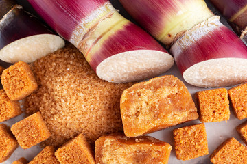Sugarcane, and derivatives of brown sugar and panela from Colombia