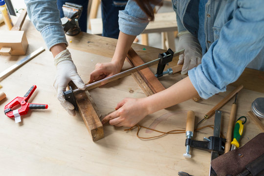 Female carpenter working