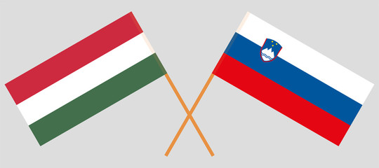 Slovenia and Hungary. The Slovenian and Hungarian flags. Official colors. Correct proportion. Vector