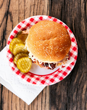Smoked: Pulled Pork Sandwich With Slaw And Spicy Pickles