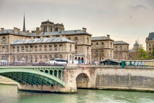 Paris, Seine river in the city center, HDR image
