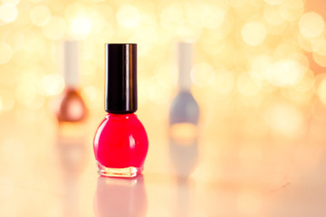Nail polish bottles, manicure and pedicure collection