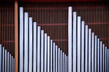 A pipe organ in the concert hall.