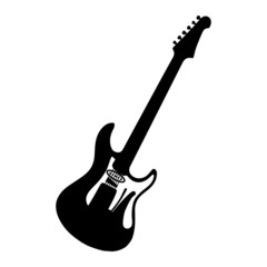 Electric guitar. Bass. Silhouette. Musical instrument on white background. Vector 