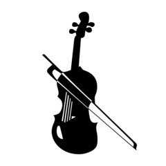 Violin. Silhouette. Musical instrument on white background. Vector 