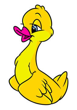 Duck funny Yellow animal character cartoon illustration isolated image