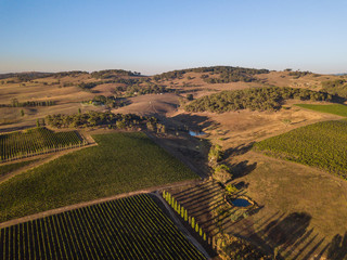 aerial scenes over wine country landscape, Orange, NSW, Australia