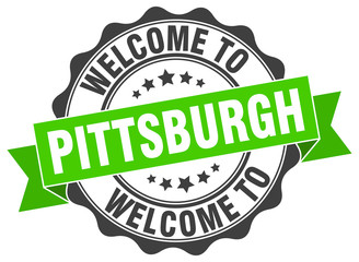 Obraz premium Pittsburgh round ribbon seal