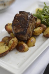Tempting Luxury Rib-Eye Steak with Crispy Roast Potatoes