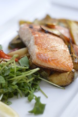 Salmon With Crispy Roast Potatoes