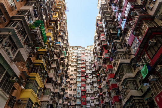 Residencial buildings facades in Hong Kong