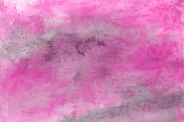 Pink watercolor and ink paper textures on white background. Chaotic stylish abstract organic design.