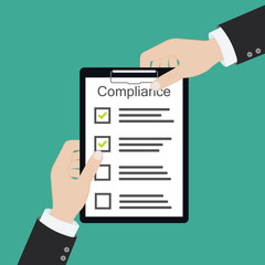 Сompliance to regulation process standard industry company vector illustration