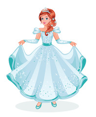 Beautiful fairytale Elf princess. Isolated image on white background. Cartoon illustration for children's print or sticker. Fabulous or romantic story. Wonderland. Toy or doll for girl. Vector.