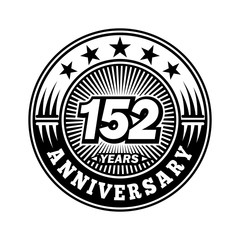 152 years anniversary. Anniversary logo design. Vector and illustration.