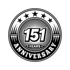 151 years anniversary. Anniversary logo design. Vector and illustration.