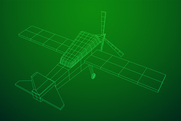 Plane Abstract polygonal wireframe airplane. Travel aircraft, tourism and vacation concept. Wireframe low poly mesh vector illustration