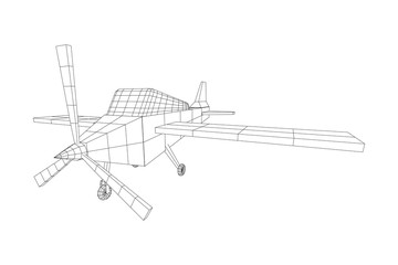 Plane Abstract polygonal wireframe airplane. Travel aircraft, tourism and vacation concept. Wireframe low poly mesh vector illustration