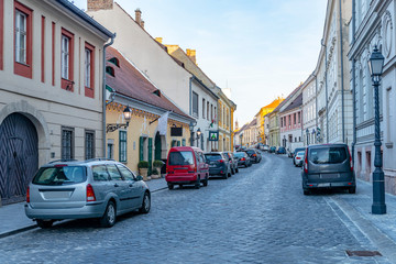 The view on the street in old town of Budapest, Hungary
