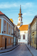 The view on the street in old town of Budapest, Hungary