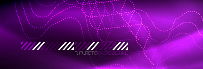 Glowing neon abstract lines, techno futuristic template