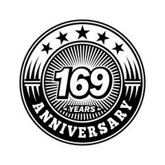 169 years anniversary. Anniversary logo design. Vector and illustration.