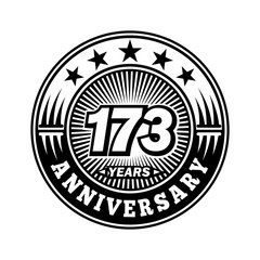173 years anniversary. Anniversary logo design. Vector and illustration.