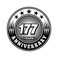 177 years anniversary. Anniversary logo design. Vector and illustration.