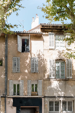 Fototapeta front of building town in France.