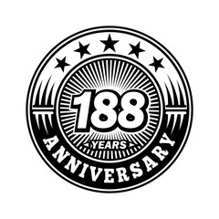 188 years anniversary. Anniversary logo design. Vector and illustration.
