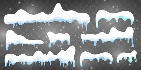 Snow ice. Winter design. Snow and ice. White blue snow pattern. Snow frame decoration isolated on blue background. Christmas, New Year. Frozen ice texture. Snowdrifts. Ice.