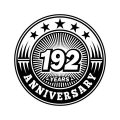 192 years anniversary. Anniversary logo design. Vector and illustration.