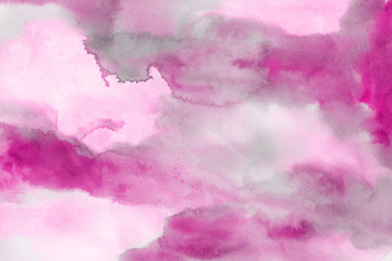 Obraz premium Pink watercolor and ink paper textures on white background. Chaotic stylish abstract organic design.