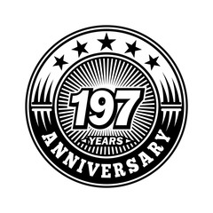 197 years anniversary. Anniversary logo design. Vector and illustration.