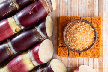 Sugarcane, and derivatives of brown sugar and panela from Colombia