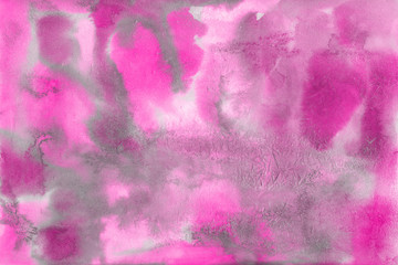 Pink watercolor and ink paper textures on white background. Chaotic stylish abstract organic design.