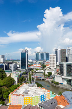 Singapore, elevated view over the modern city skyline