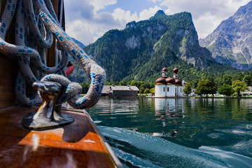 Lake Königssee with church St. Bartholomäe