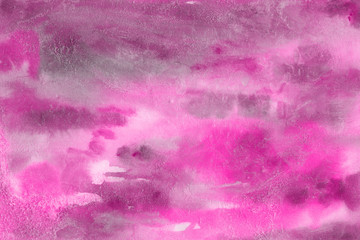 Pink watercolor and ink paper textures on white background. Chaotic stylish abstract organic design.