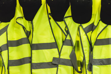 Bright yellow high visibility jackets