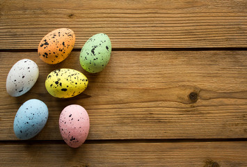 colorful eater eggs on a wooden table
