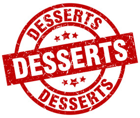 desserts round red grunge stamp